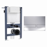 Cutout image of Crosswater 820mm Wall-Hung Cistern Frame & Venue Chrome Dual Flush Plate